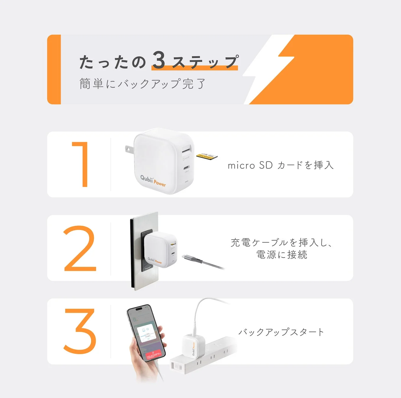 Qubii Powerの簡単バックアップ3ステップ