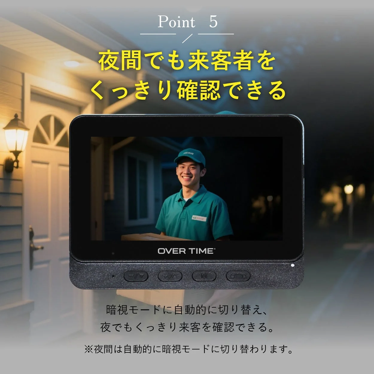 夜間でも来客者を くっきり確認できる