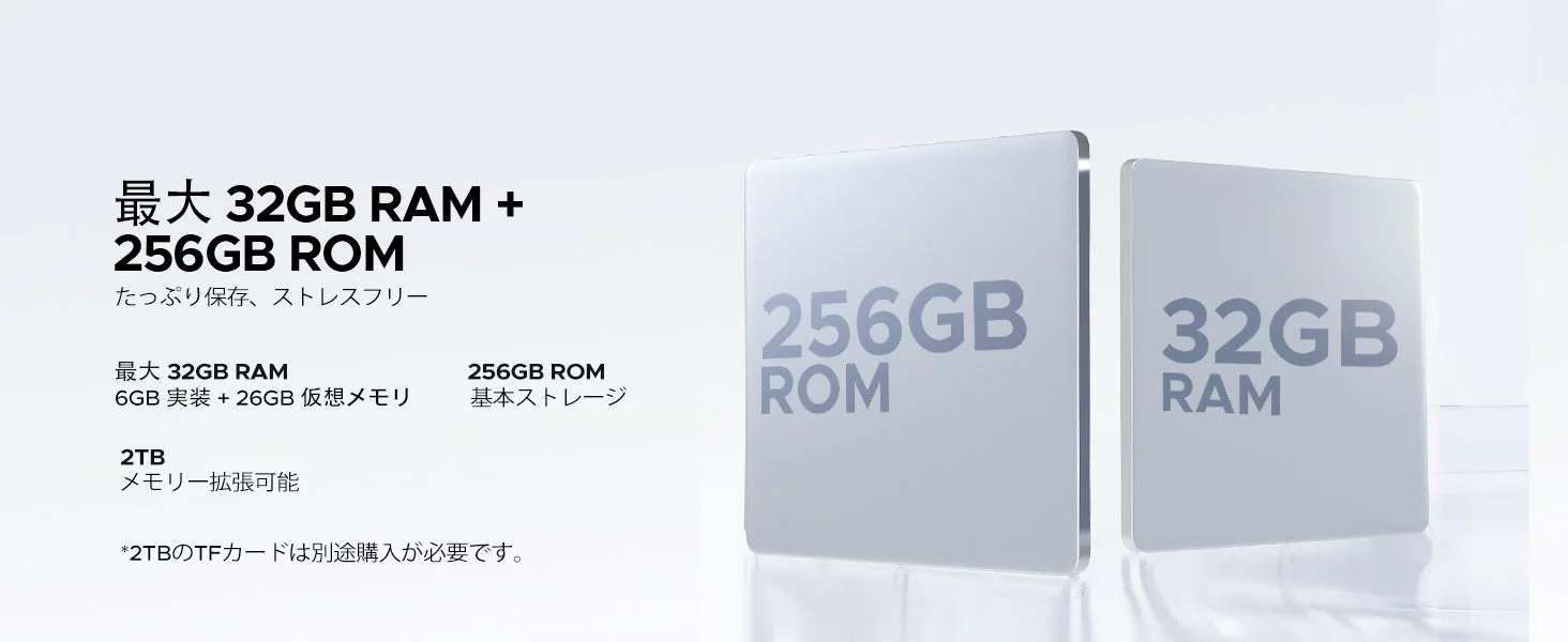 最大32GB RAMと256GB ROMのデバイスのメモリ・ストレージ性能