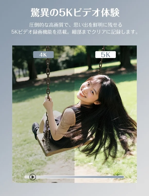 5K高画質で鮮明な思い出を