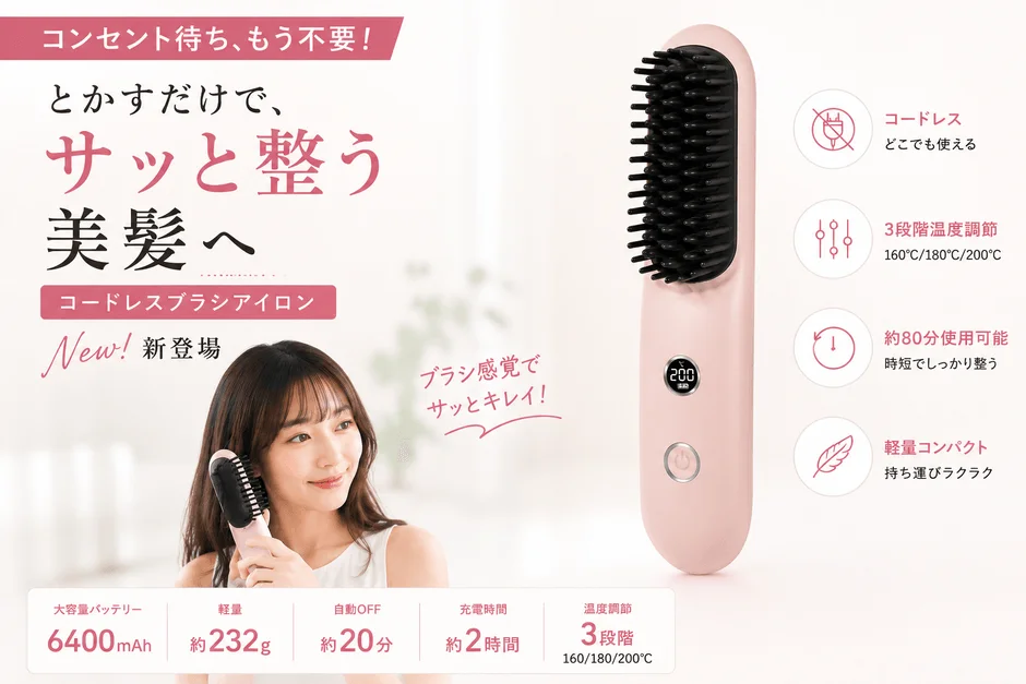 コードレスブラシアイロン