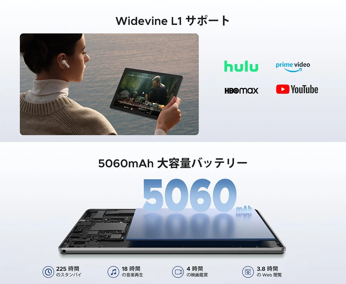Widevine L1対応と5060mAhバッテリー