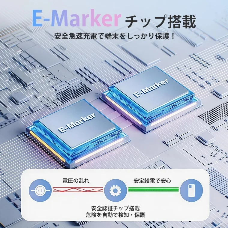E-Marker チップ搭載で安全急速充電