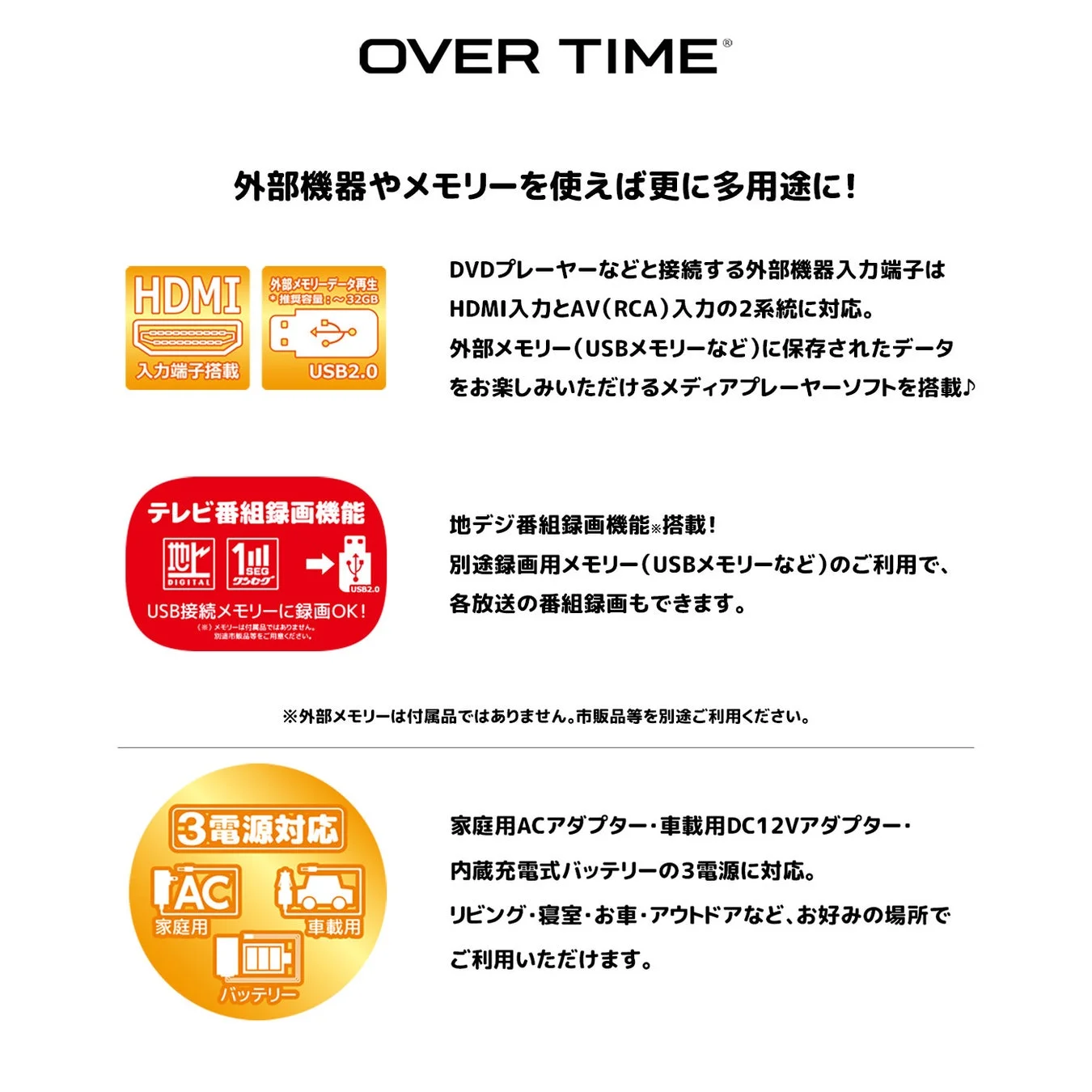 外部接続と3電源対応