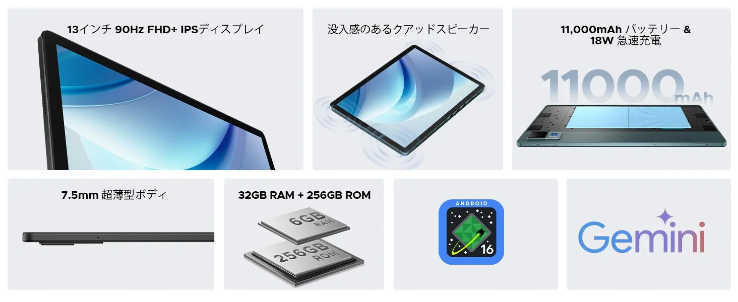 Androidタブレットの製品仕様